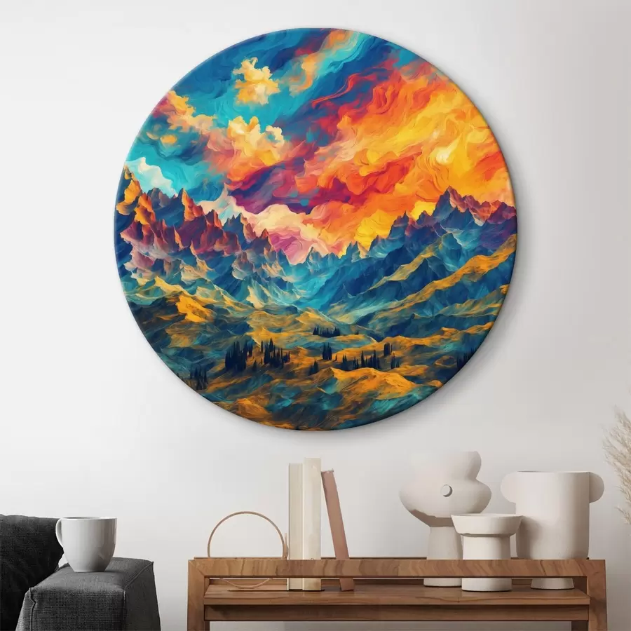  Schilderijen Abstract uitzicht op de bergen r39861