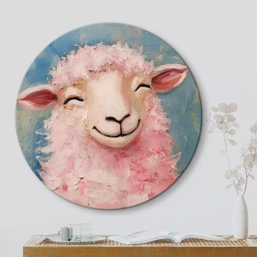  Schilderijen Vrolijke ram met roze wol r39911