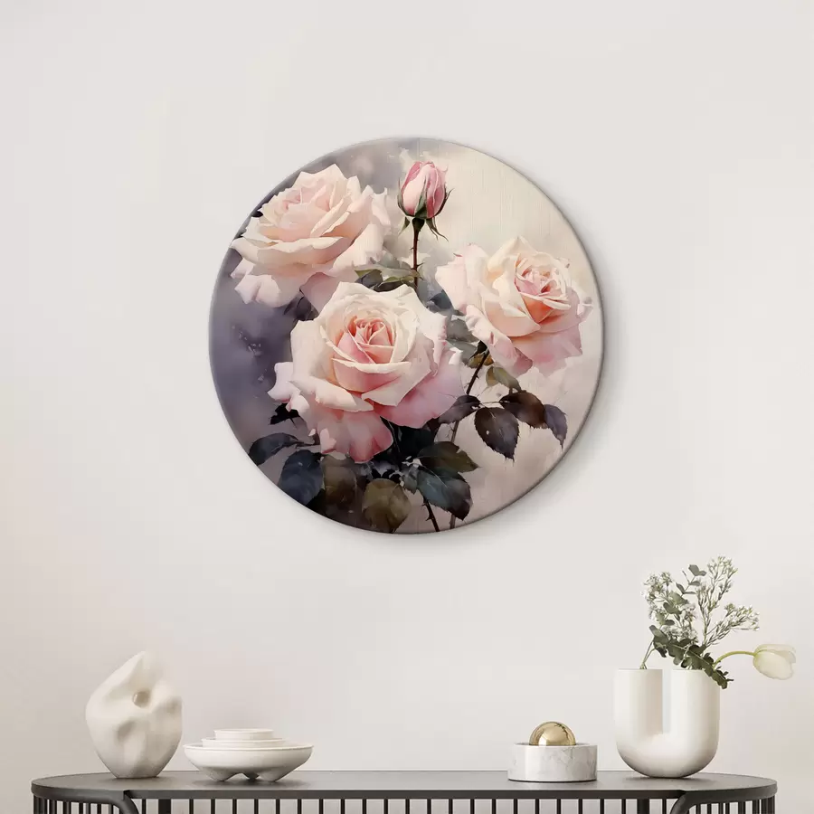  Peintures Aquarelle de roses blanches et roses sur fond sombre r39927