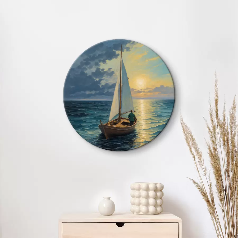  Schilderijen Man drijvend op de zee in een boot r40053