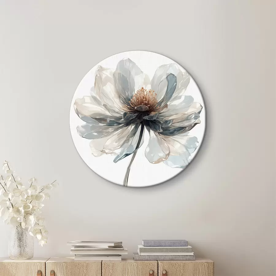  Schilderijen Transparante blauwe bloem op witte achtergrond r40067