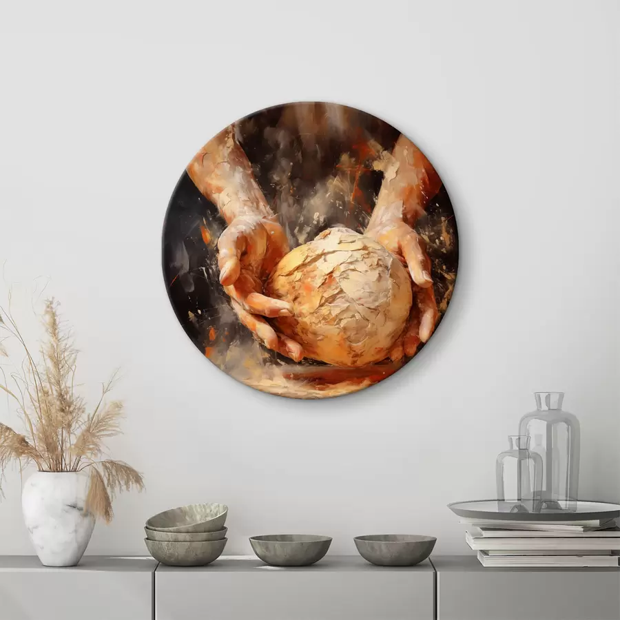  Schilderijen Handen van de bakker die deeg vasthouden, imitatie olieverfschilderij r40095