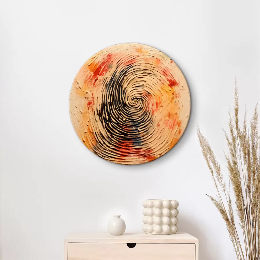  Schilderijen Vingerafdruk in verf, beige, rood, oranje, geel, zwarte kleur r40105