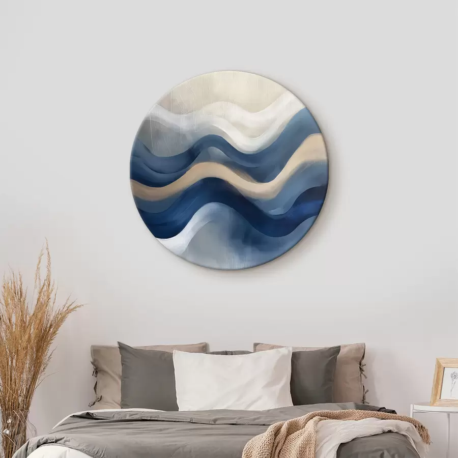  Schilderijen blauw - beige lijnen r40242