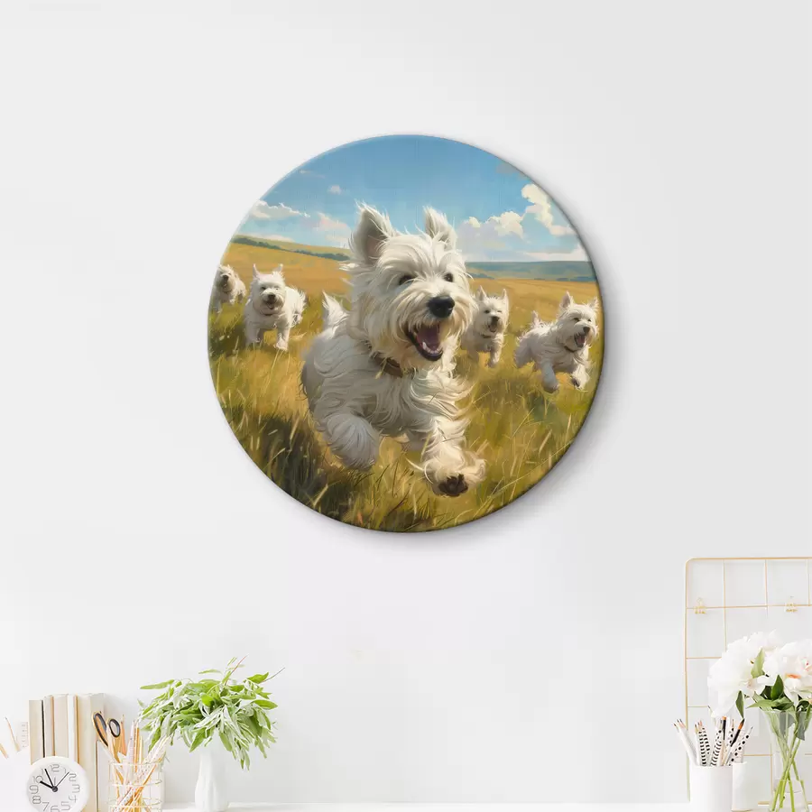  Peintures Petits chiots dans le champ r40358