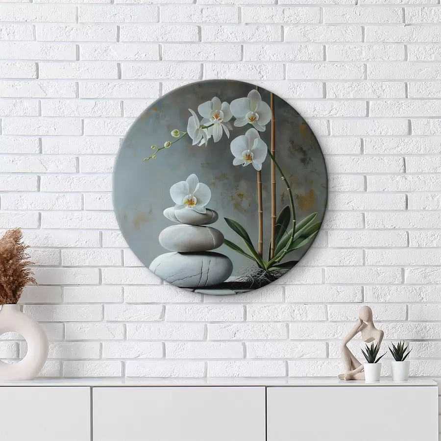  Peintures Orchidée sur un mur gris r40368