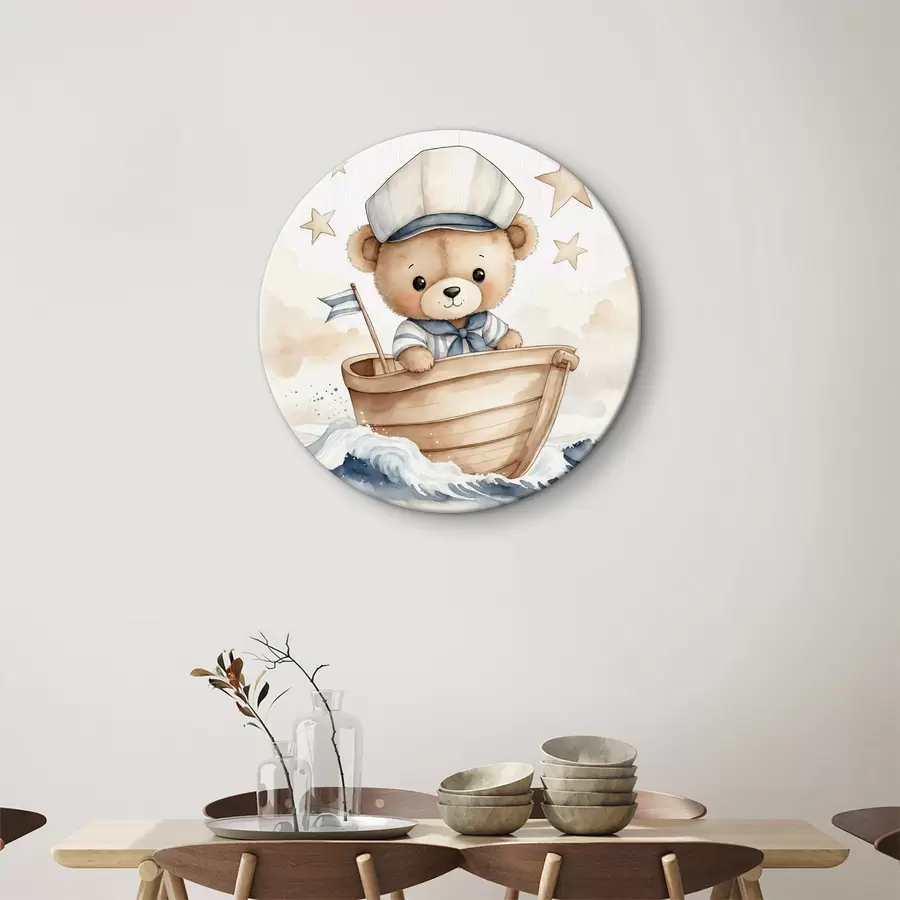  Schilderijen Schattige aquarelbeer in een boot r40428