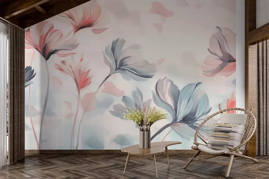 Papier peint photo Fleurs sauvages aux couleurs pastel w02457