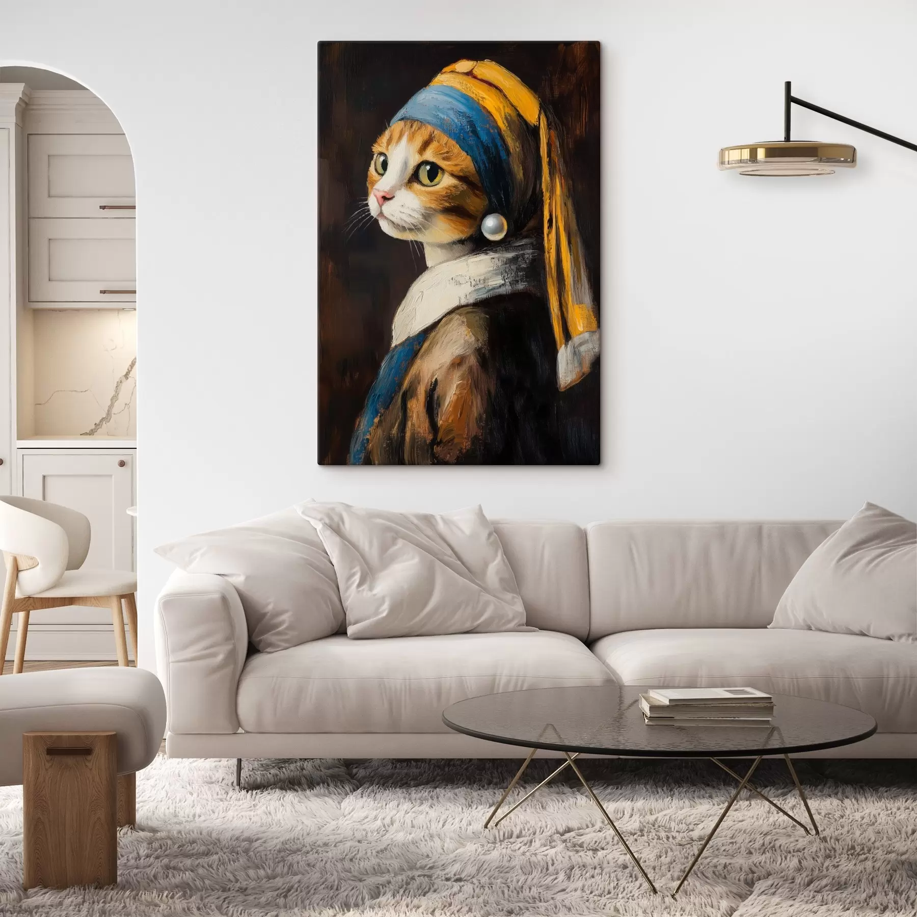  Peintures Un chat avec une boucle d'oreille en perle s42107