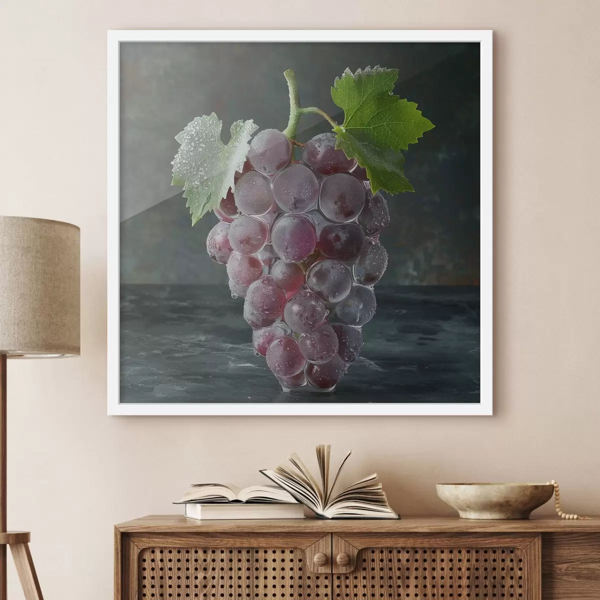 Affiche Fruits, grappe de raisin dans le gel f42072