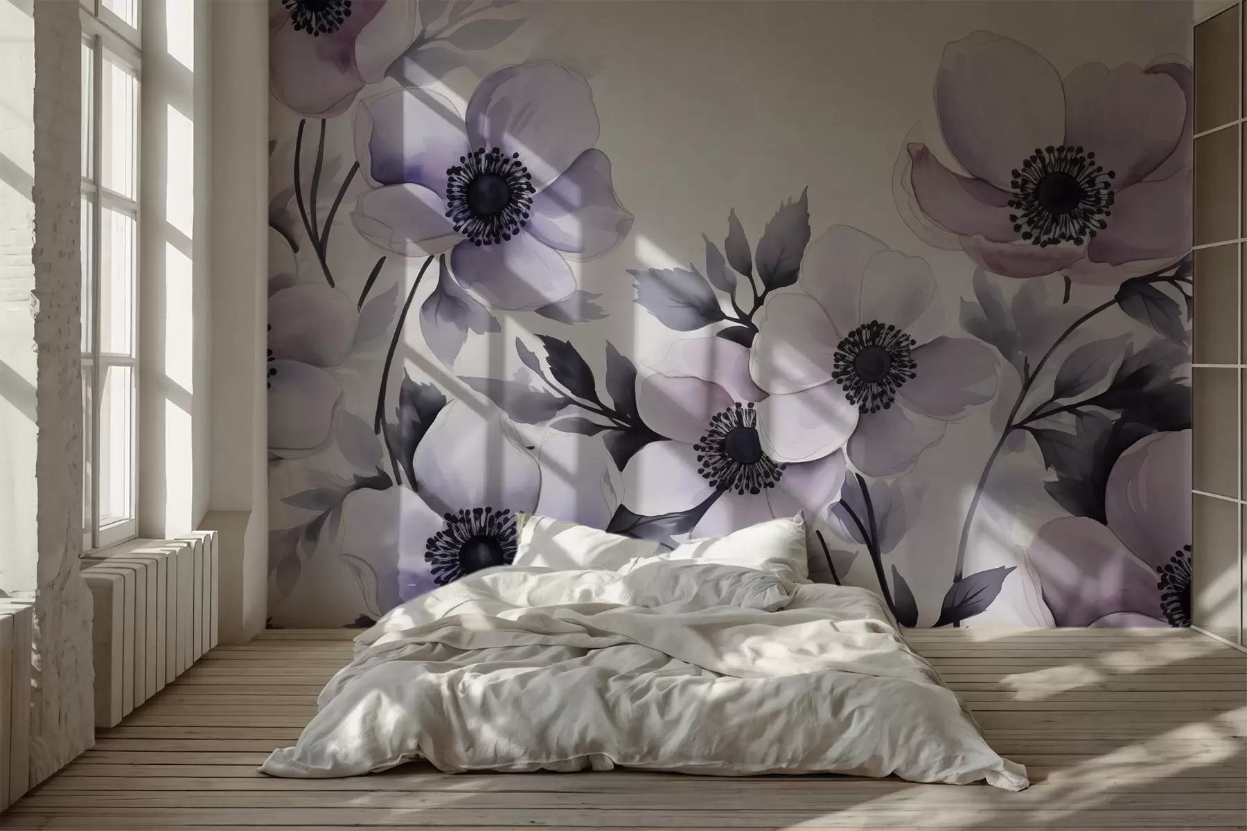 Papier peint photo Fleurs violettes imitation aquarelle w02494