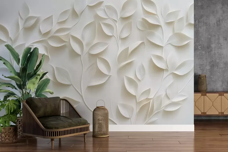 Fotobehang Volumineuze takken met bladeren w02504