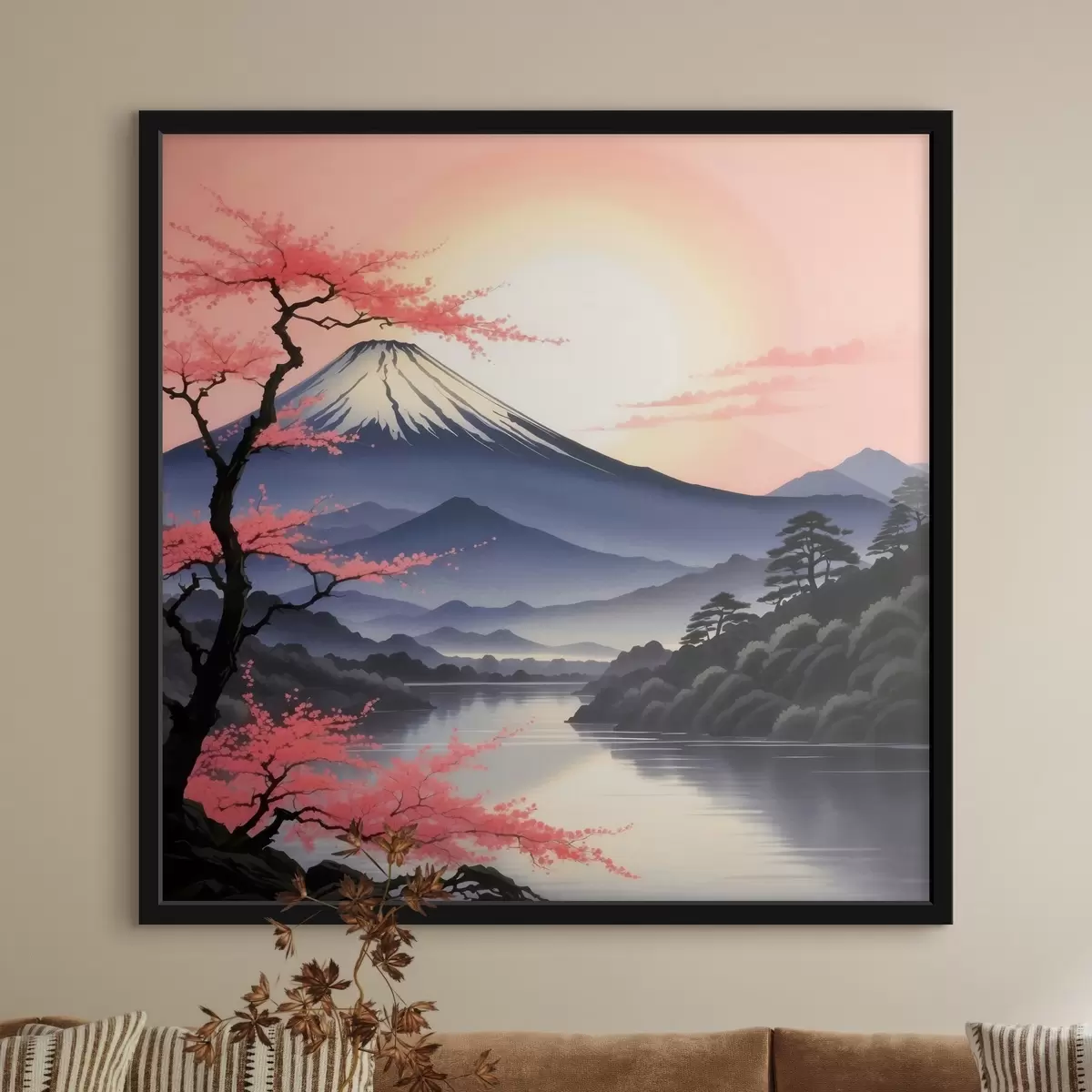 Affiche Montagne avec lac et arbres f38100