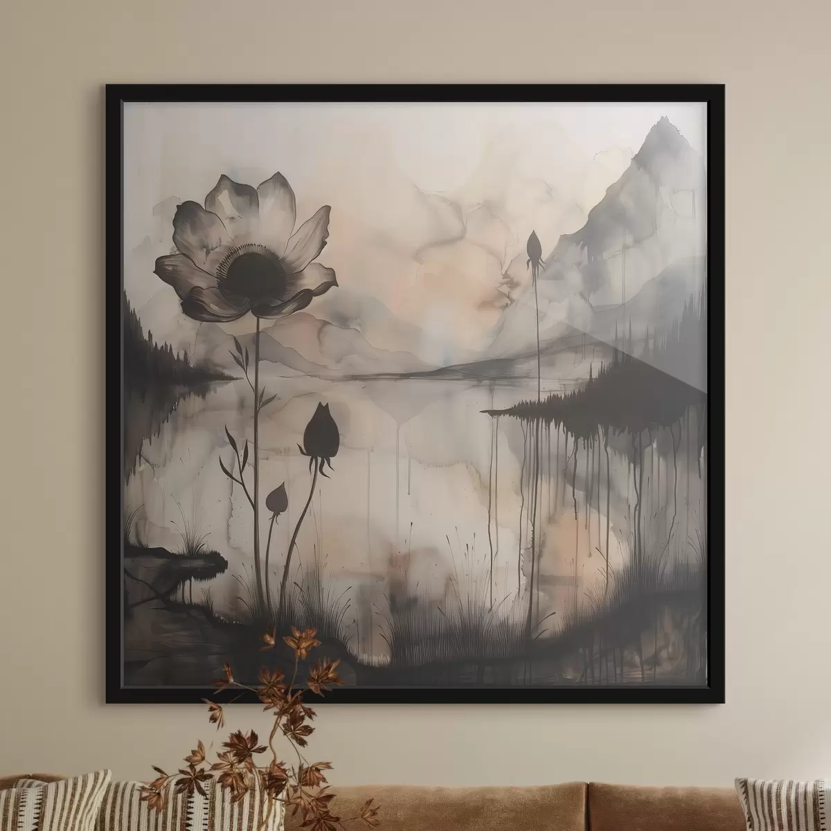 Affiche Image d'une fleur et d'un lac f38161