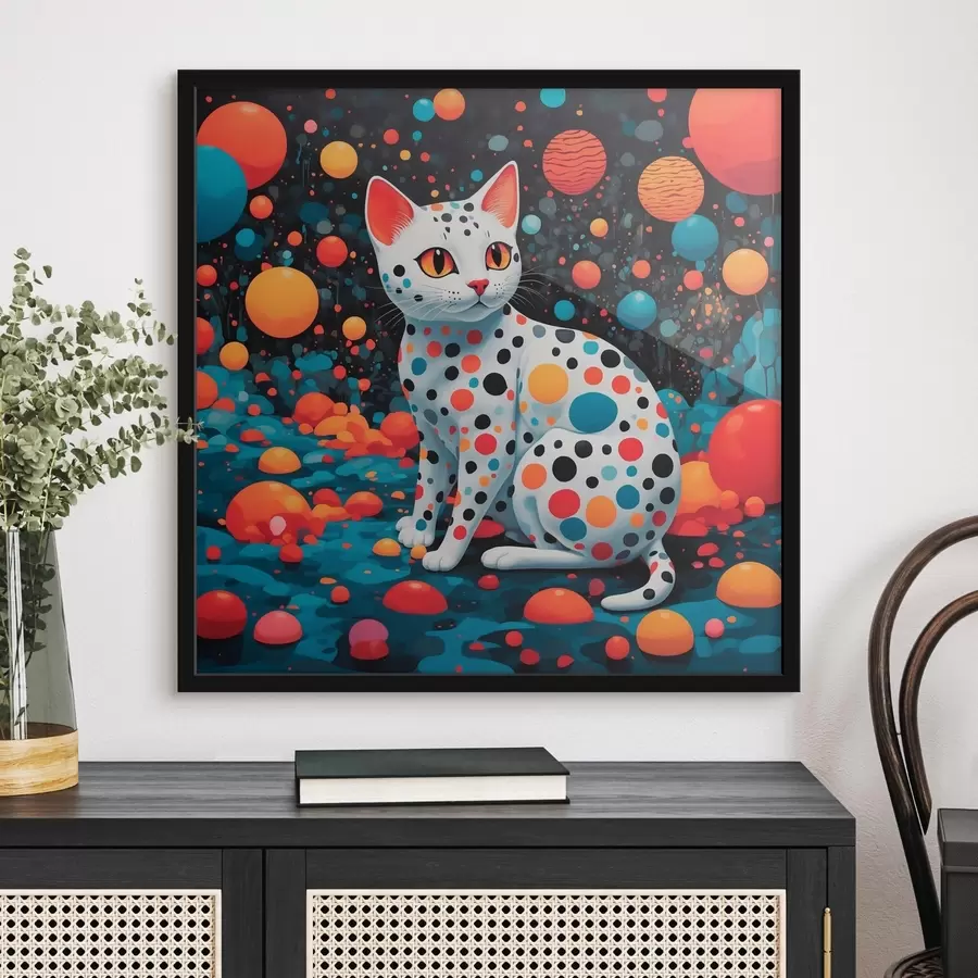 Papier peint photo Un chat fantaisiste dans un monde coloré f38679