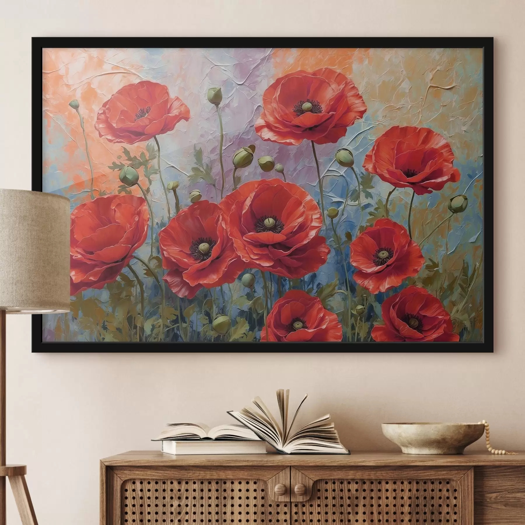 Fotobehang Afbeelding met rode bloemen f37805