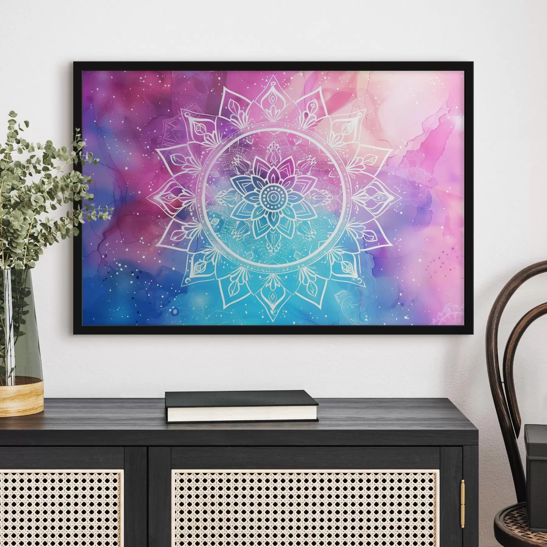 Fotobehang Witte mandala op een kleurrijke achtergrond f38529