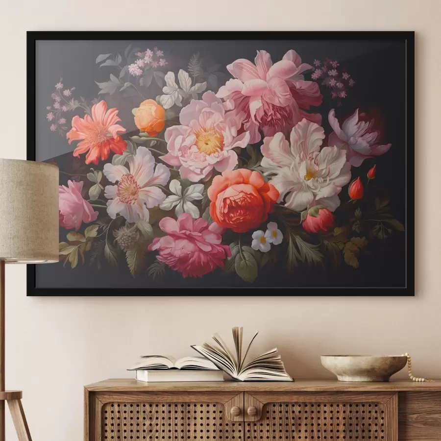 Fotobehang Afbeelding van bloemen op een zwarte achtergrond f38721