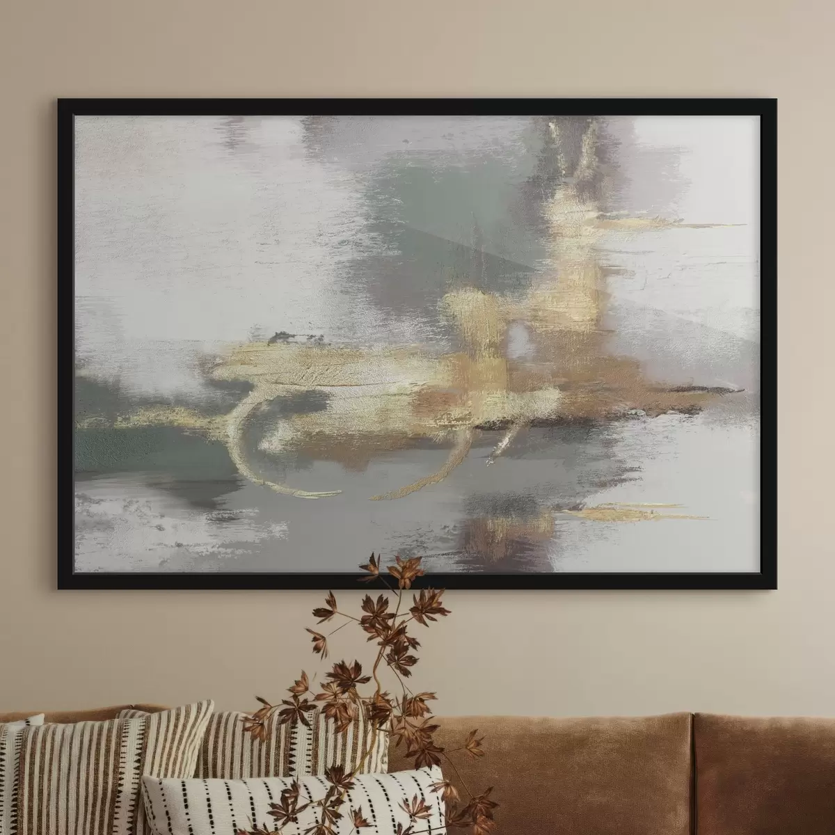 Poster Grijze abstractie met heldere accenten f39106