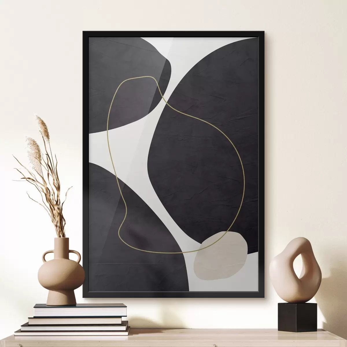 Poster Elegante wervelingen in monochrome harmonie f36036