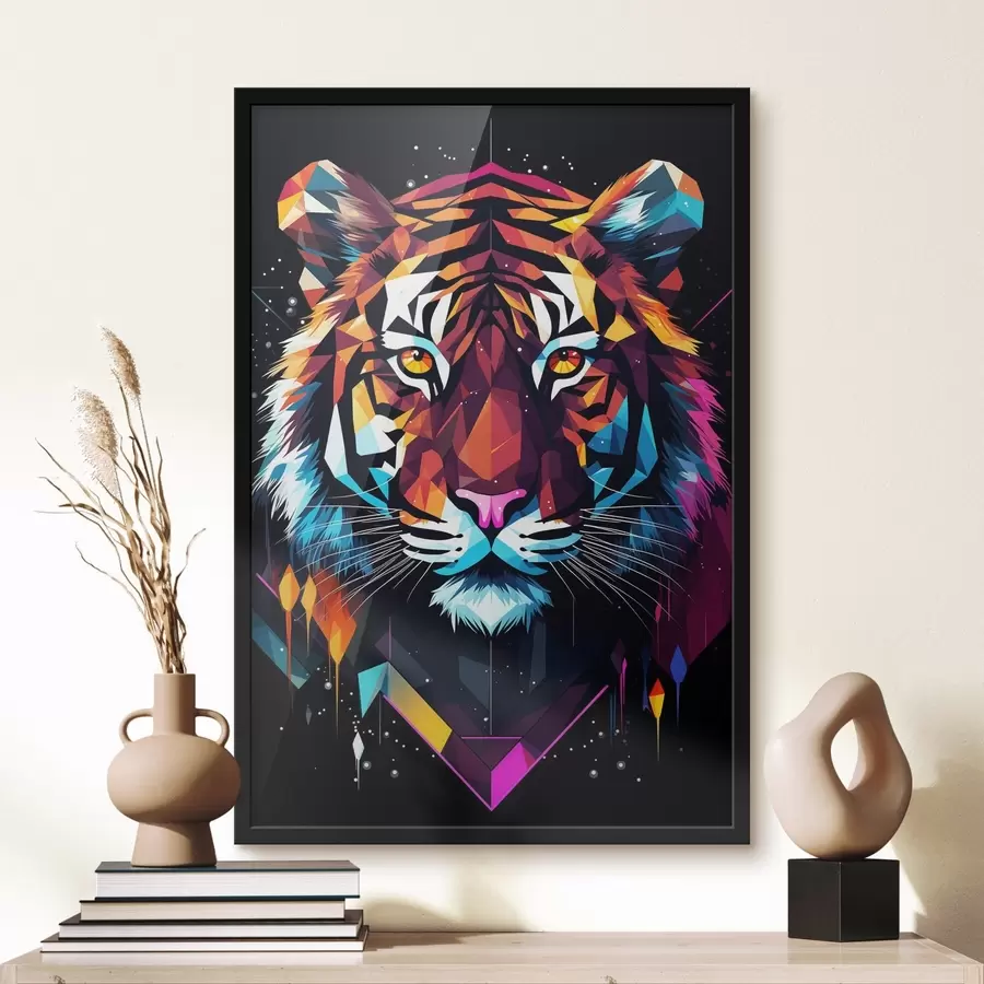 Fotobehang Kleurrijke tijger met witte snorharen f36666