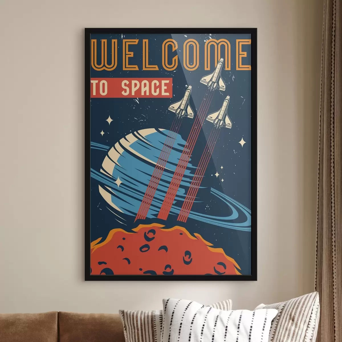 Affiche Poster avec des navettes spatiales volant dans le ciel f36832