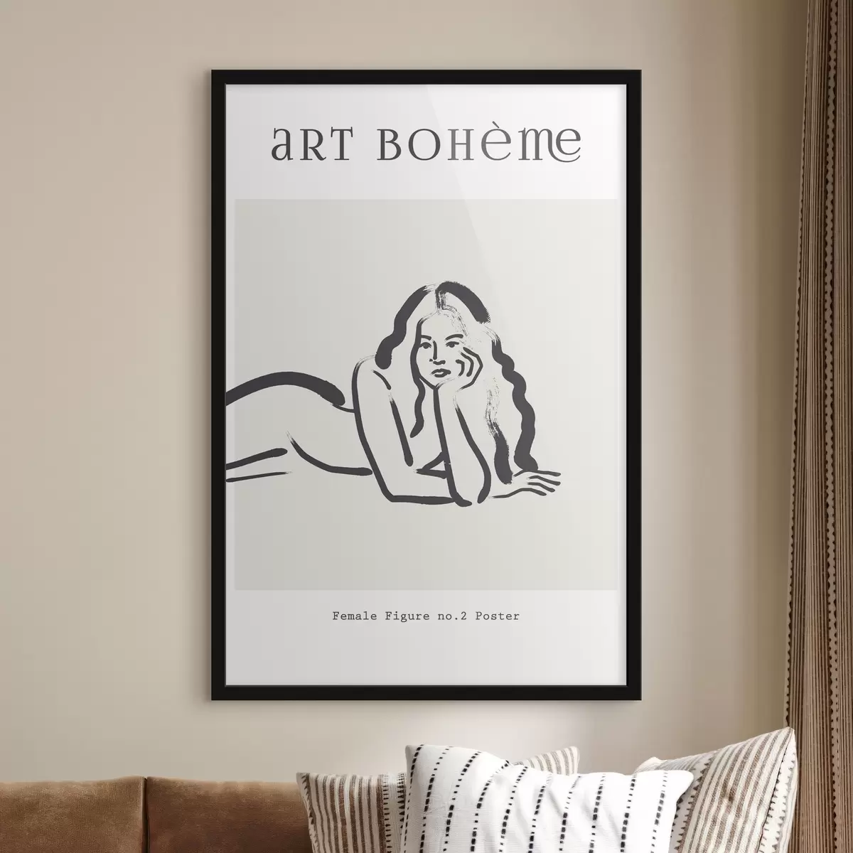 Affiche Dessin d'une femme couchée sur le ventre f37402