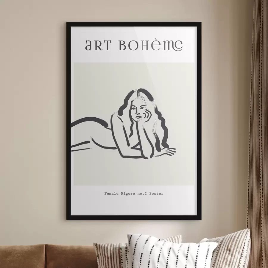 Papier peint photo Dessin d'une femme couchée sur le ventre f37402