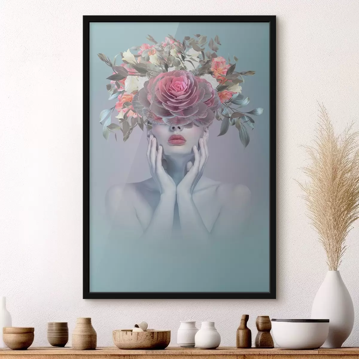 Affiche Femme avec des fleurs sur la tête f37479