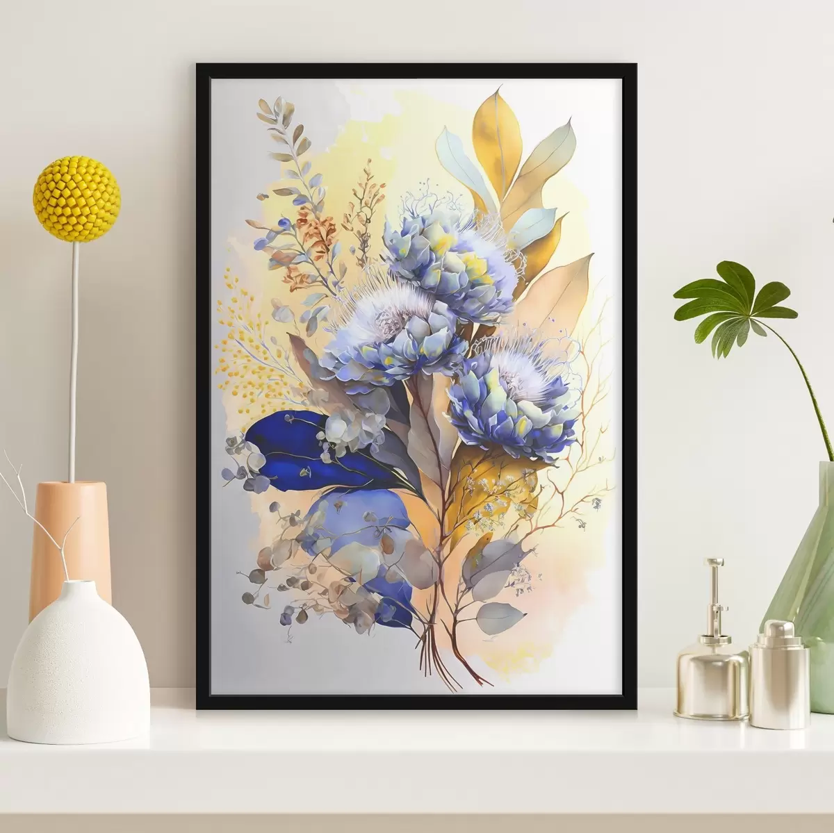 Affiche Une peinture de fleurs et de feuilles f37550