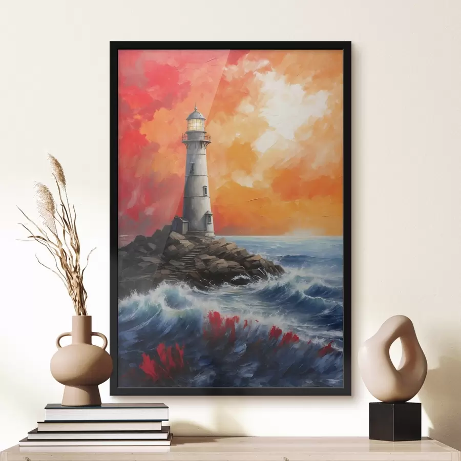 Papier peint photo Phare sur une île rocheuse f37808