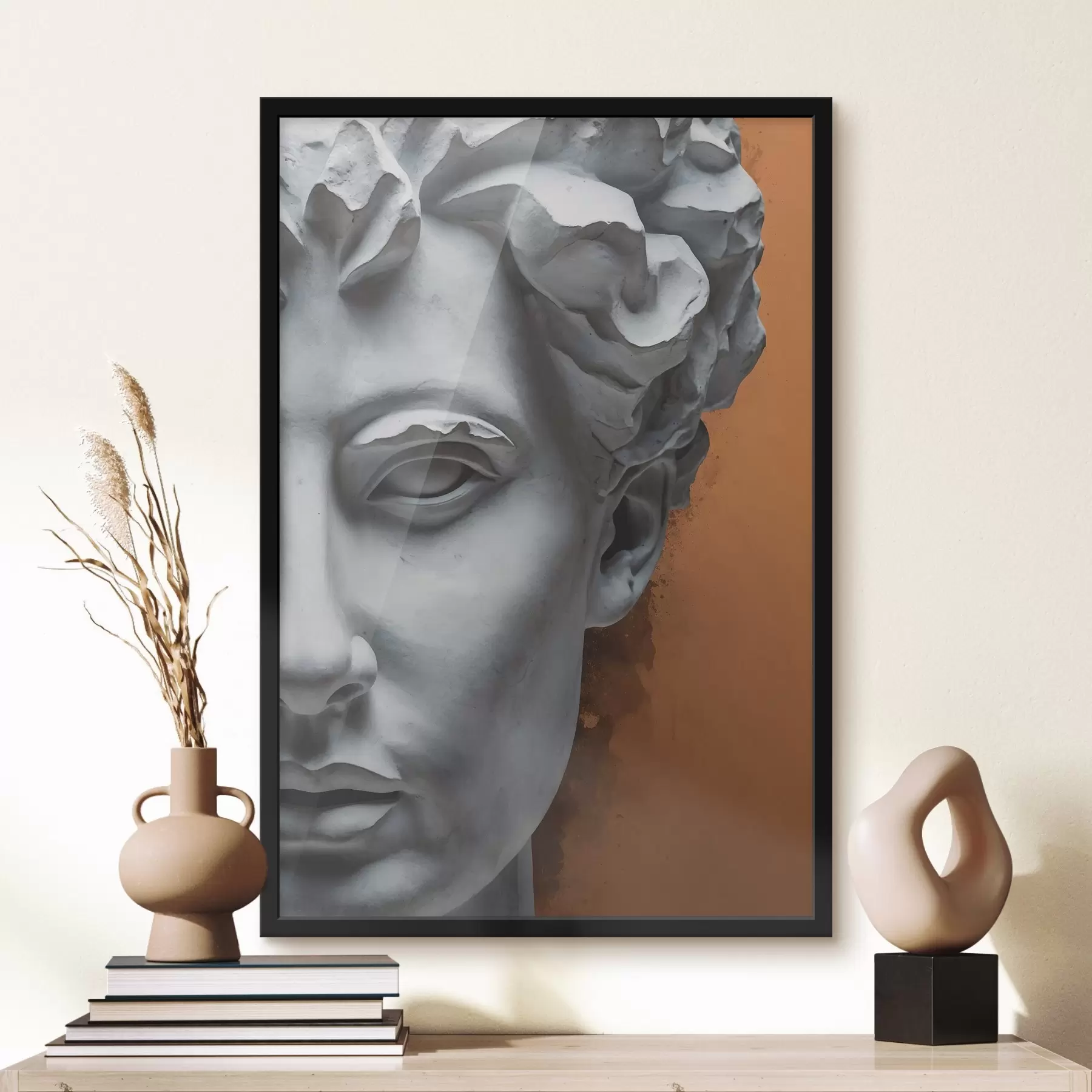 Fotobehang Een standbeeld met het gezicht van een man f38433