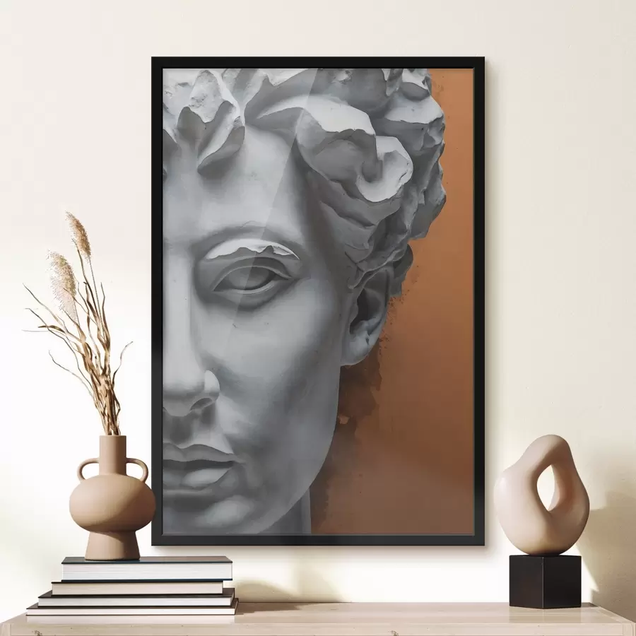 Fotobehang Een standbeeld met het gezicht van een man f38433