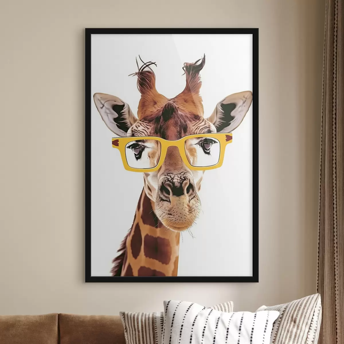 Affiche Girafe avec lunettes jaunes f38503