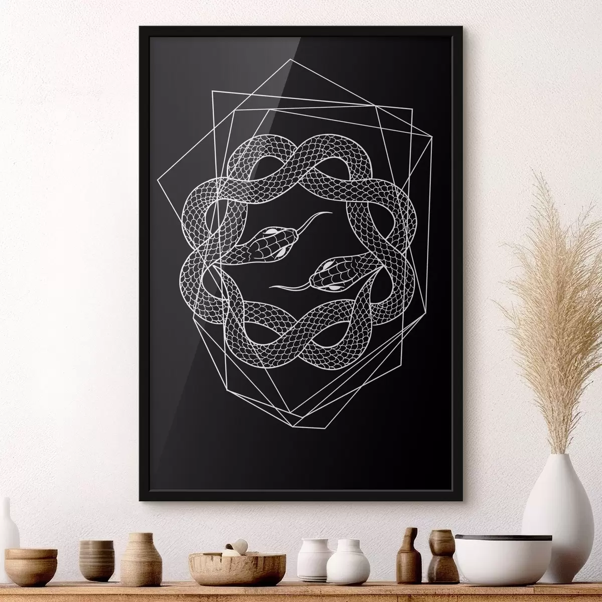 Affiche Serpent blanc dans un cercle f38565v4