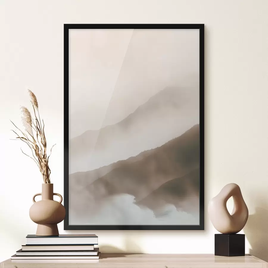 Fotobehang Zachte bergen gehuld in mist f38640