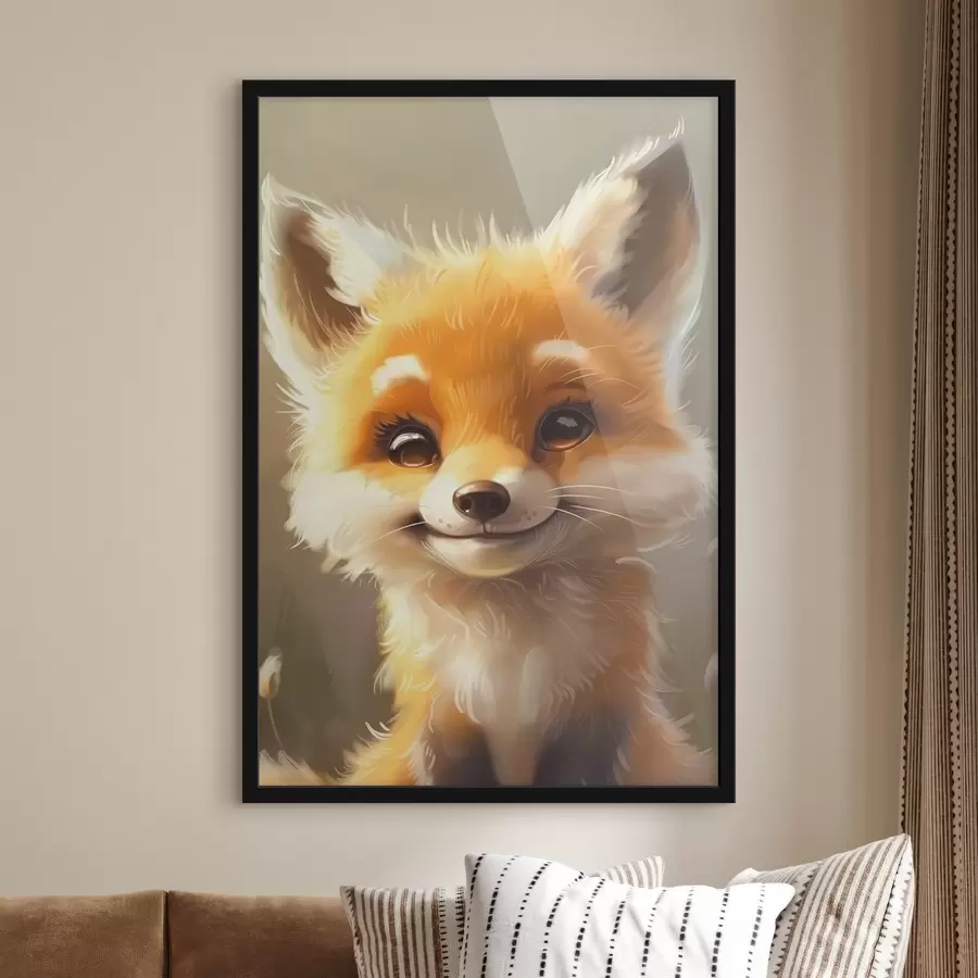 Fotobehang Schattige vos met een schattige glimlach f38754