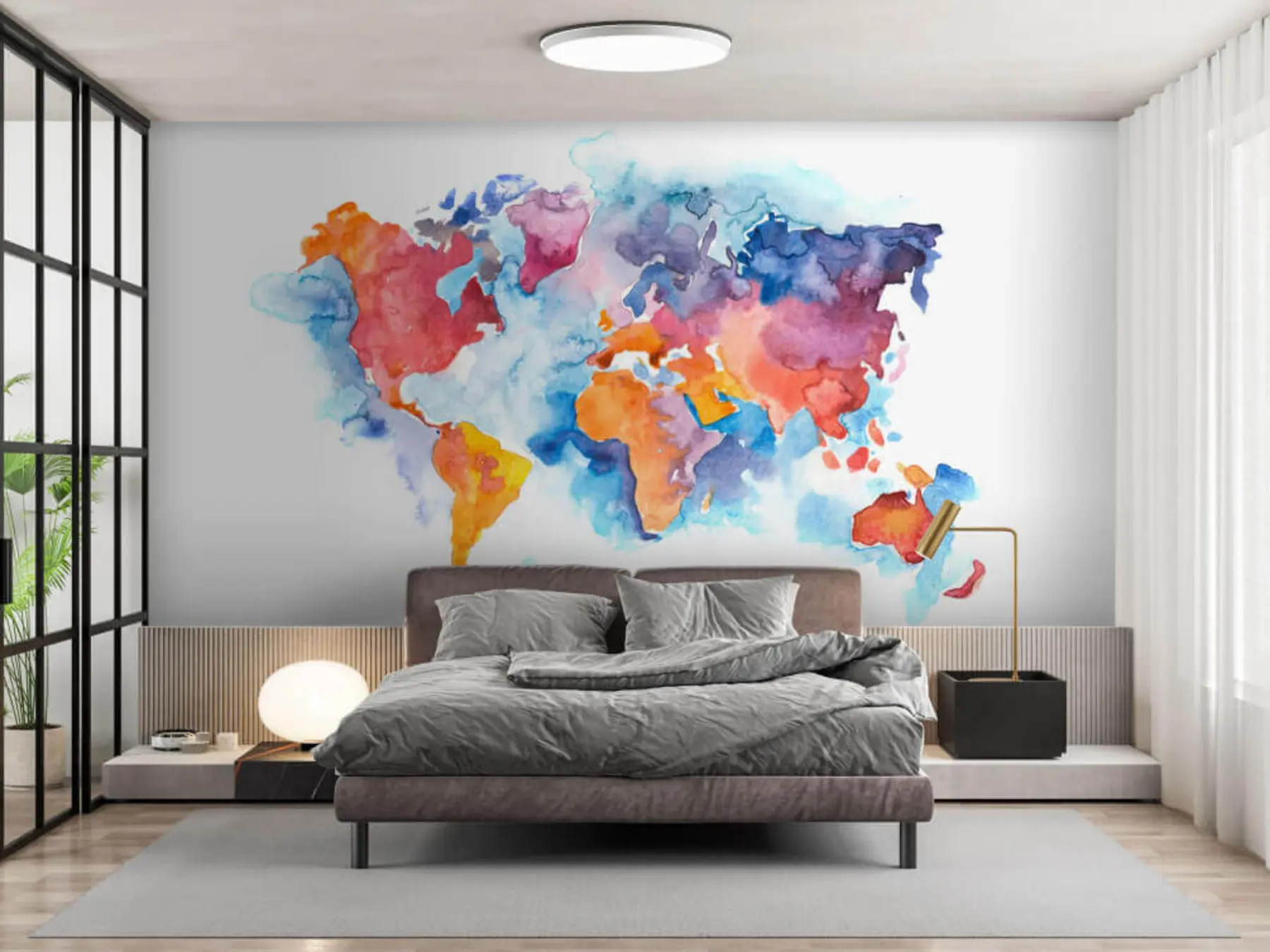 Fotobehang Verf, wereld e-lettertype u51100
