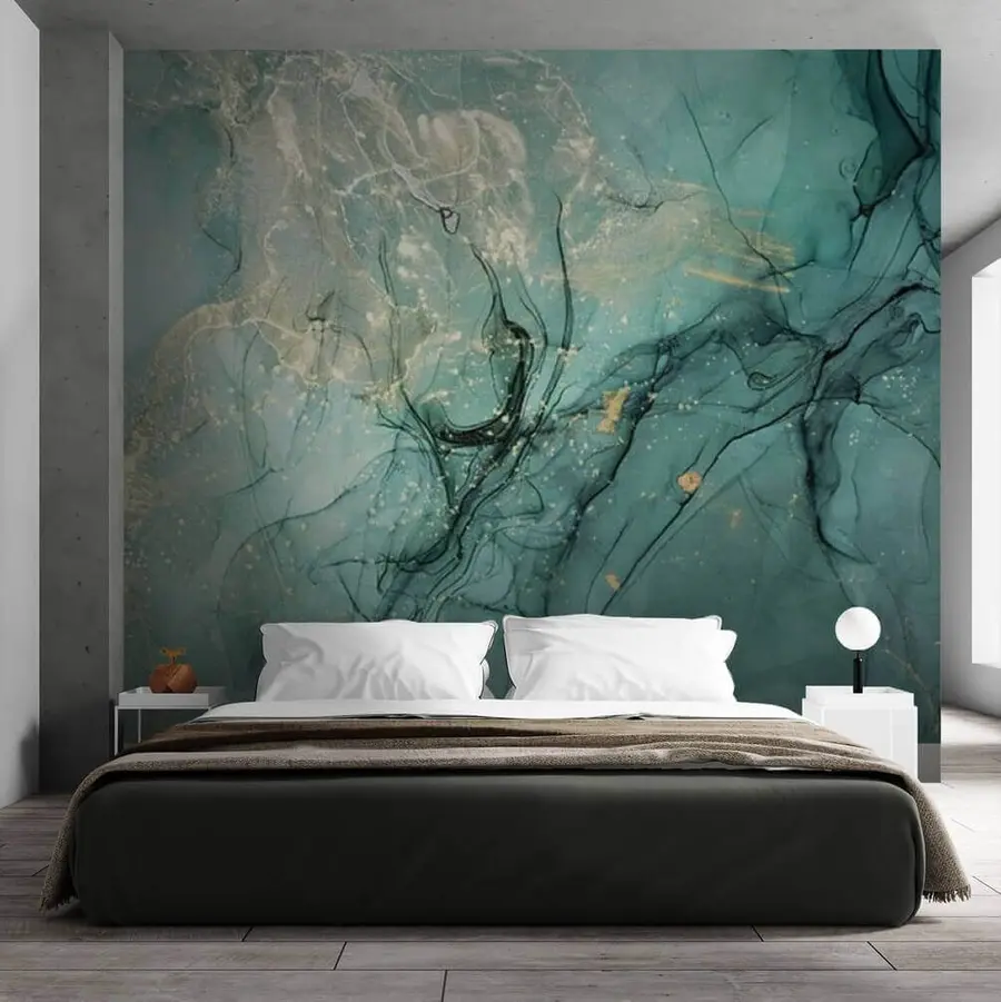 Papier peint photo Marbre turquoise avec une fine brume u51399