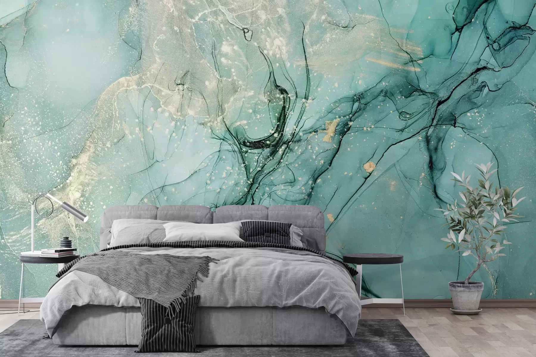 Papier peint photo Turquoise marmer met een fijne waas u51399