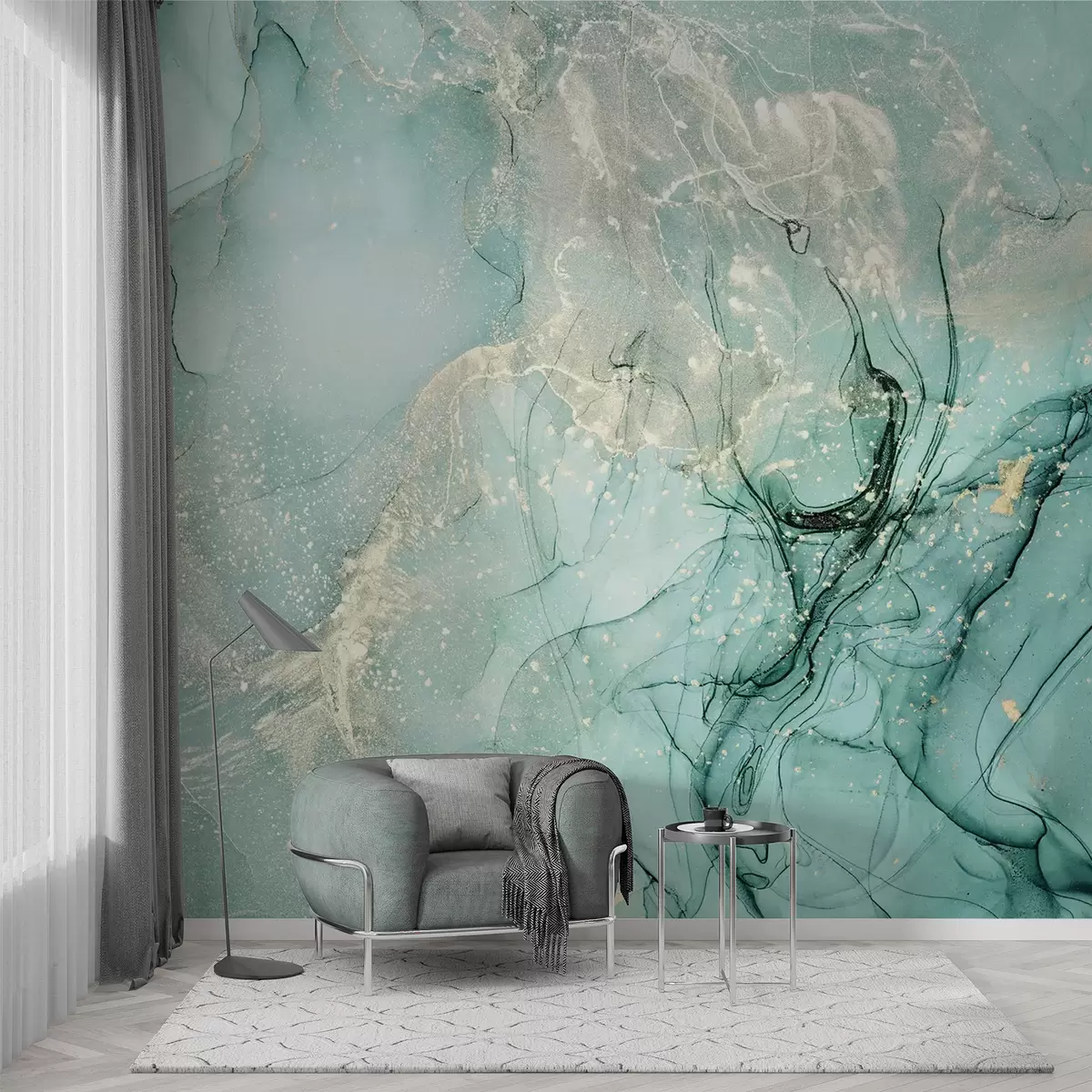 Fotobehang Turquoise marmer met een fijne waas u51399