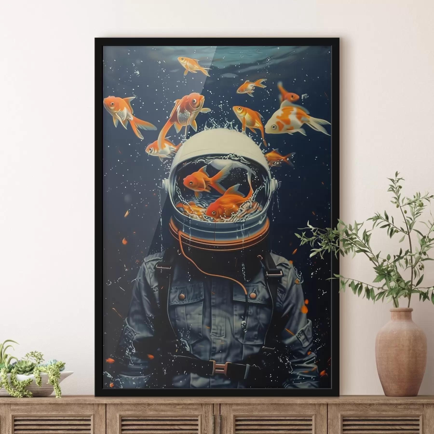 Peintures Un astronaute explore un paradis sous-marin f39041