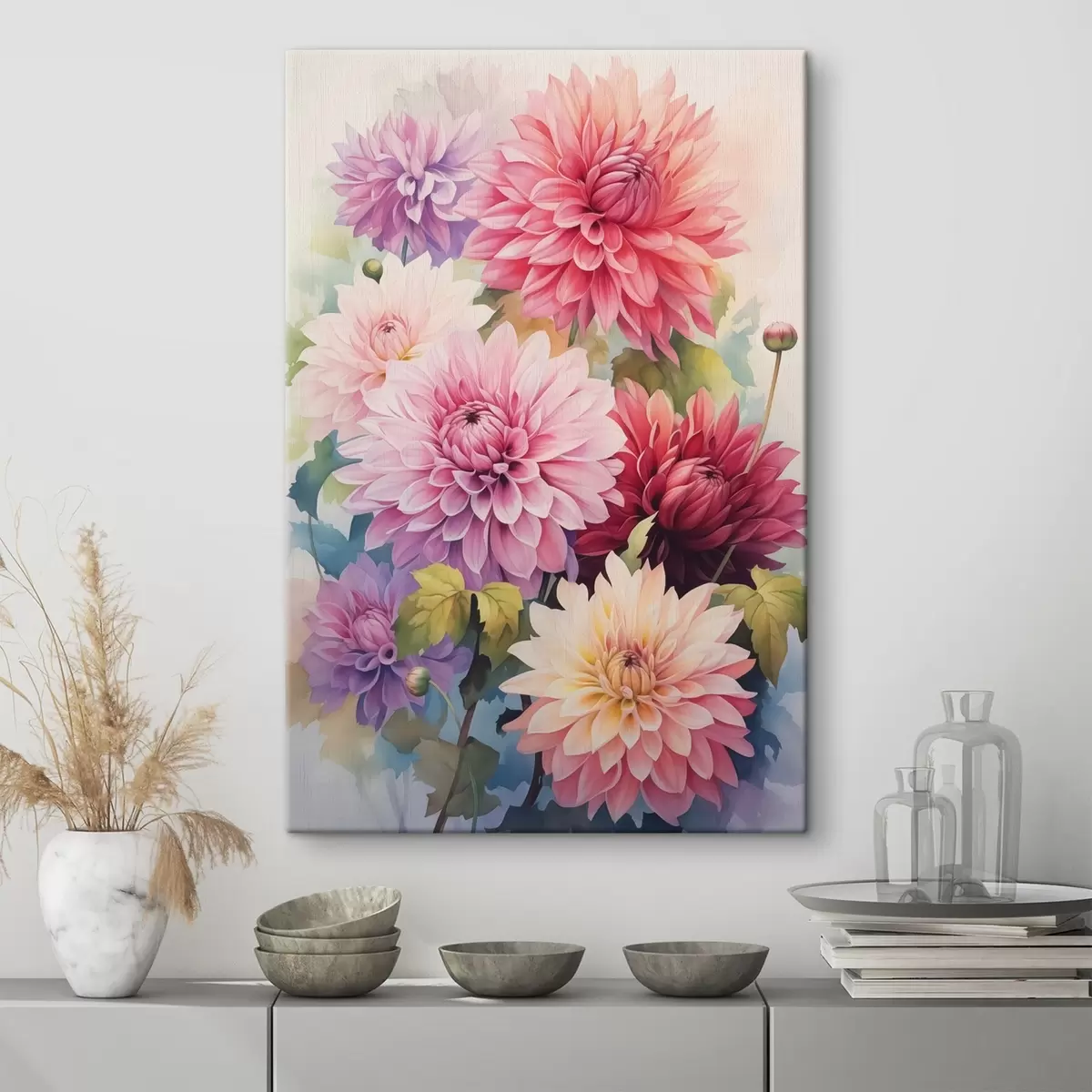  Schilderijen Heldere chrysanten imitatie van aquarelstijl s42116