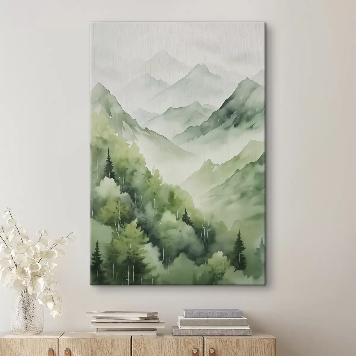  Schilderijen Loofbos in de bergen imitatie van aquarel s42122