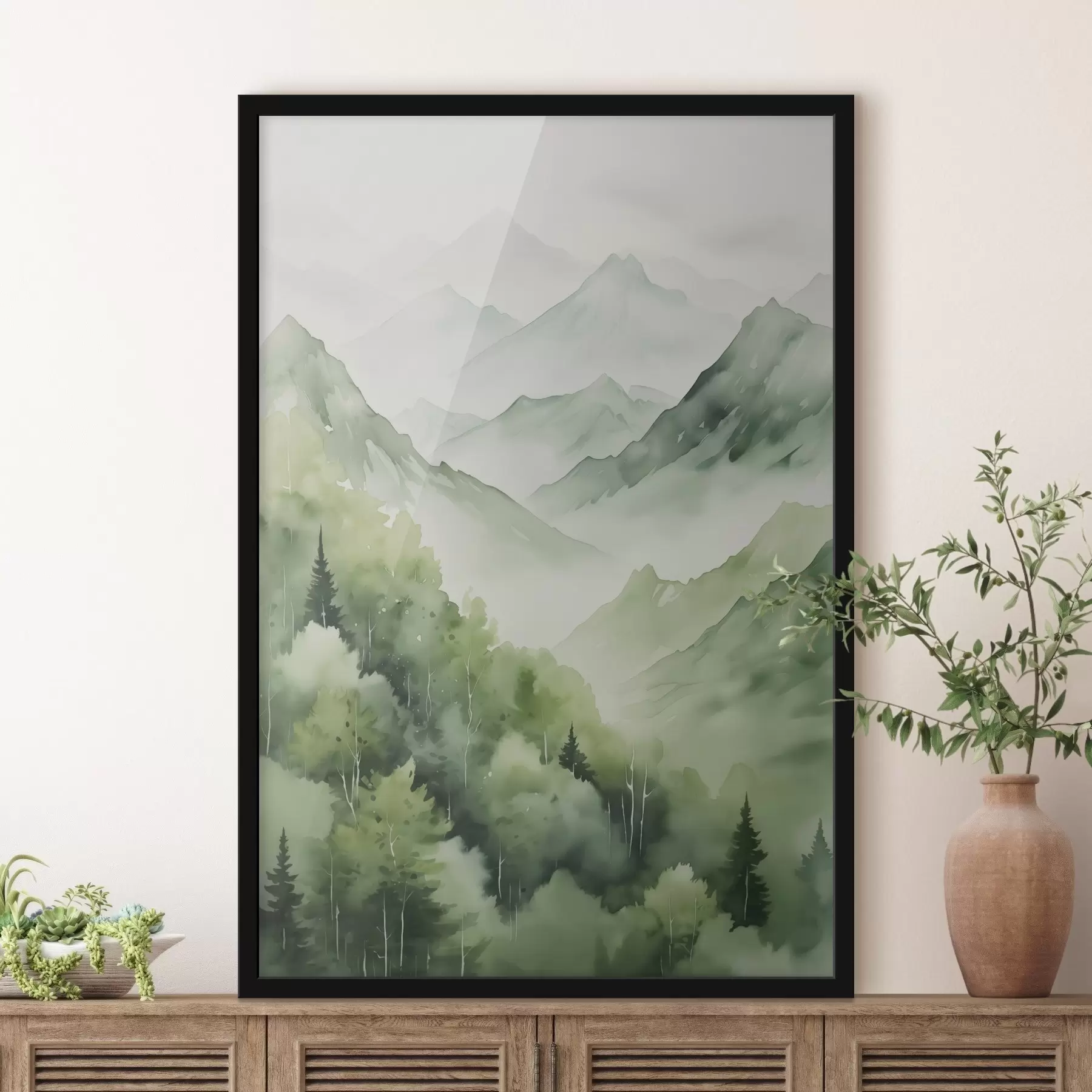  Schilderijen Loofbos in de bergen imitatie van aquarel f42122