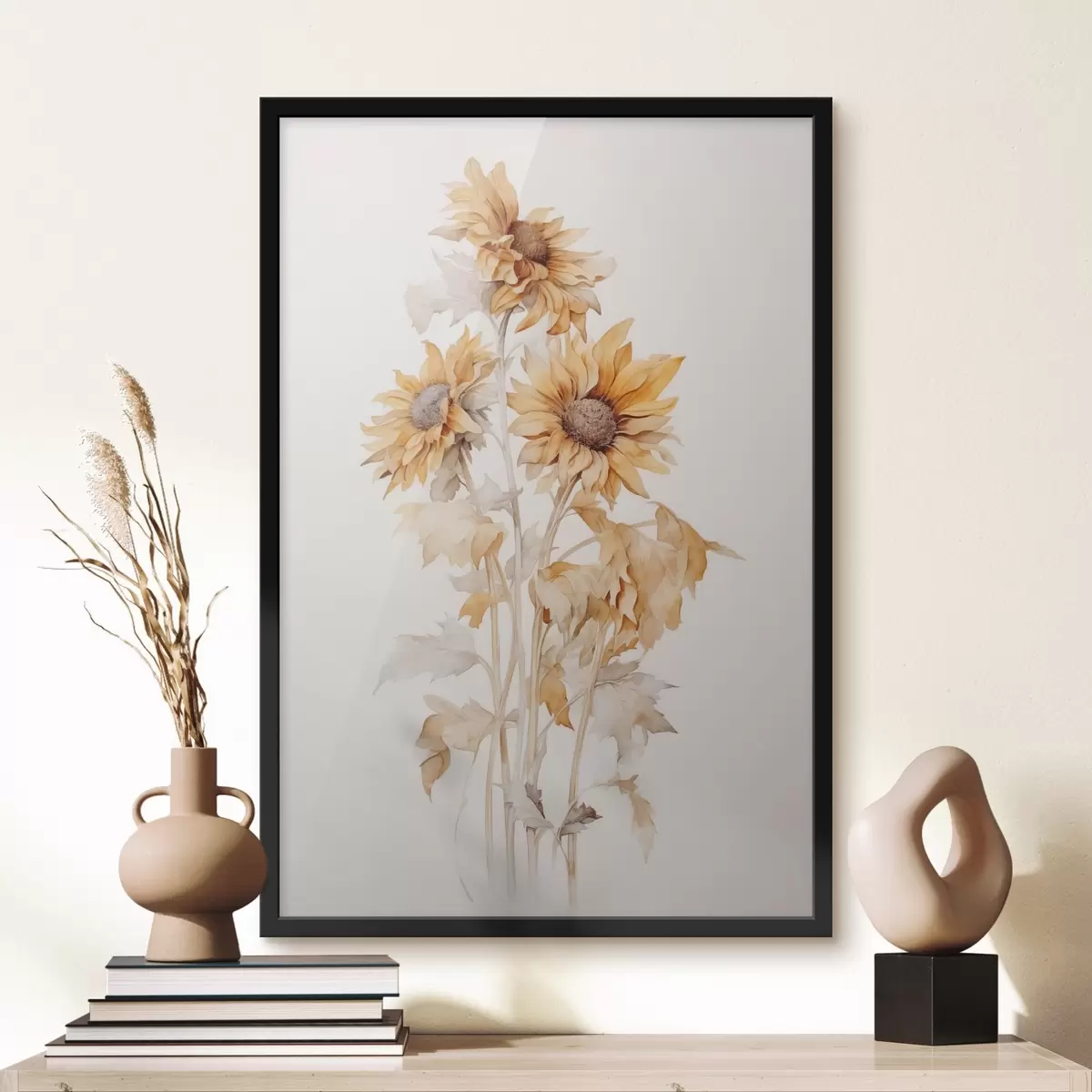 Poster Zonnebloemen imitatie aquarel f42127