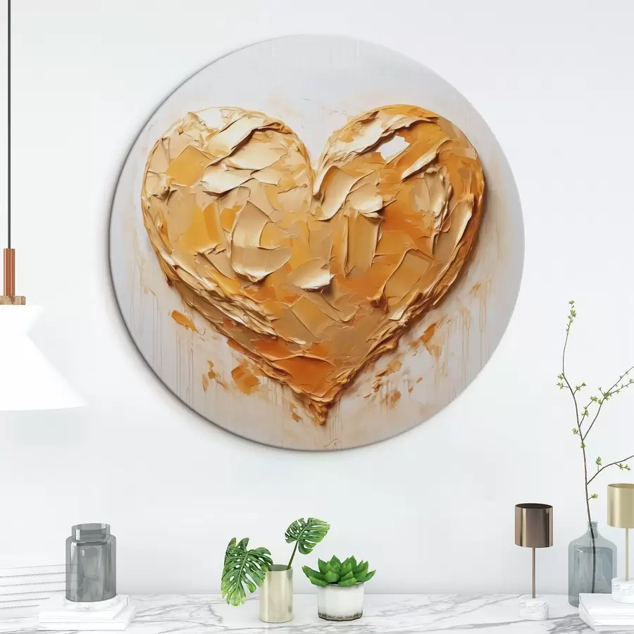  Schilderijen Hartimitatie van verfstreken, gele en oranje tinten r42124