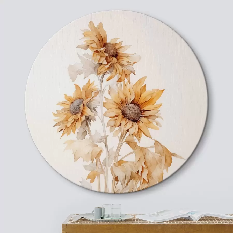  Schilderijen Zonnebloemen imitatie aquarel r42127