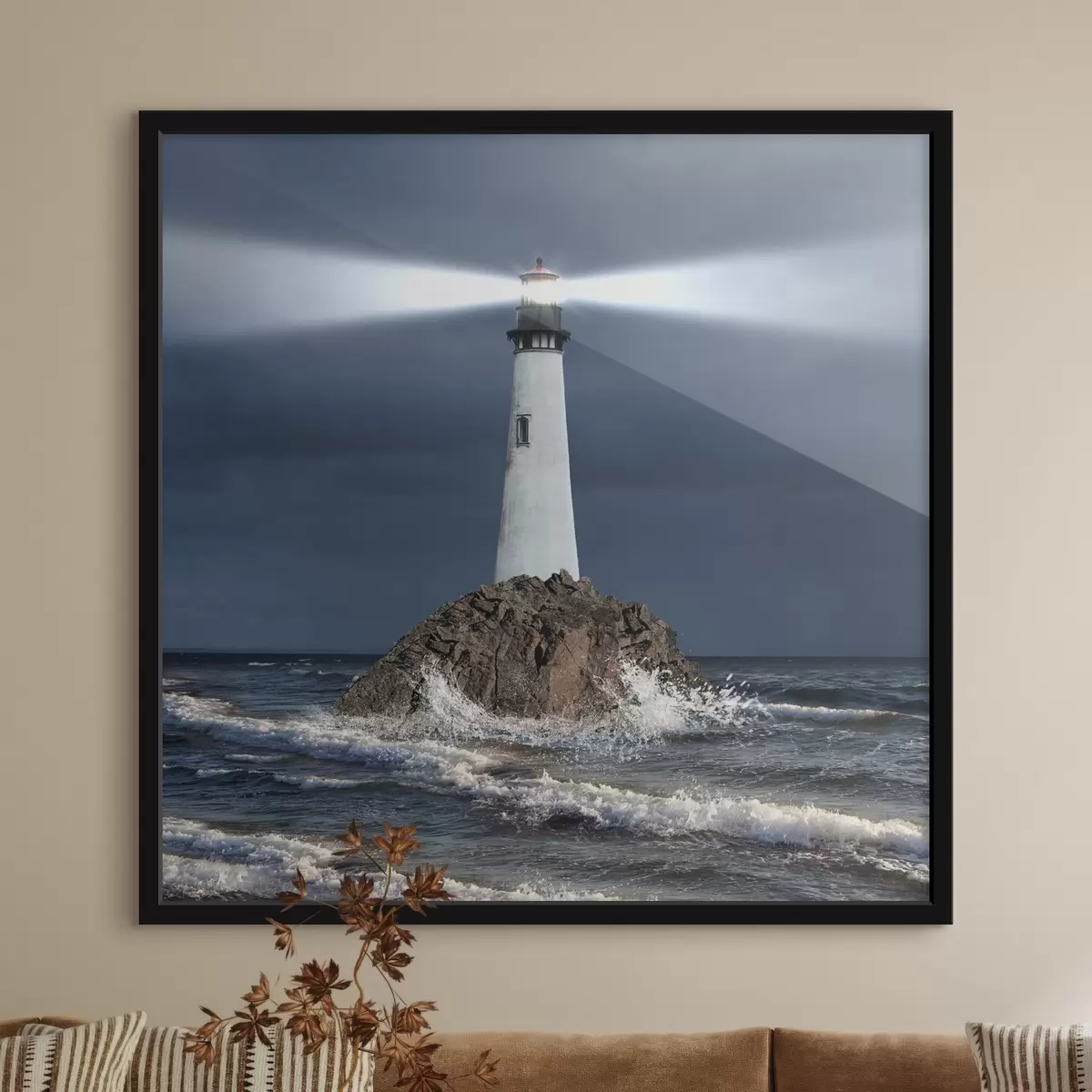 Poster Water, vuurtoren en lucht f08187