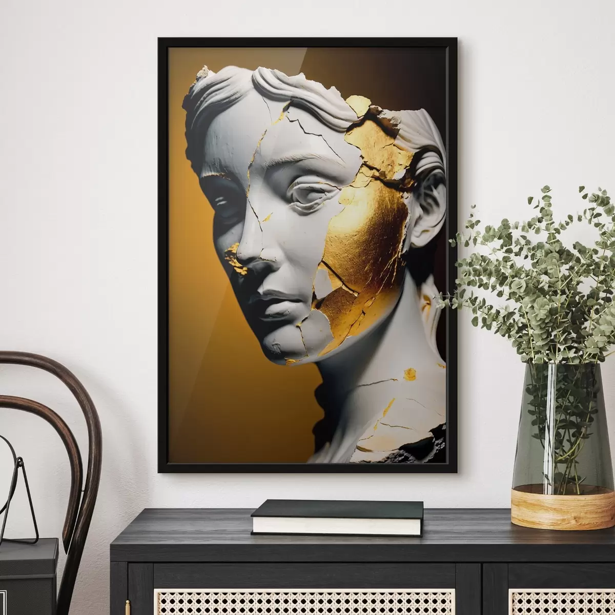 Affiche Sculpture représentant un visage de femme f31152